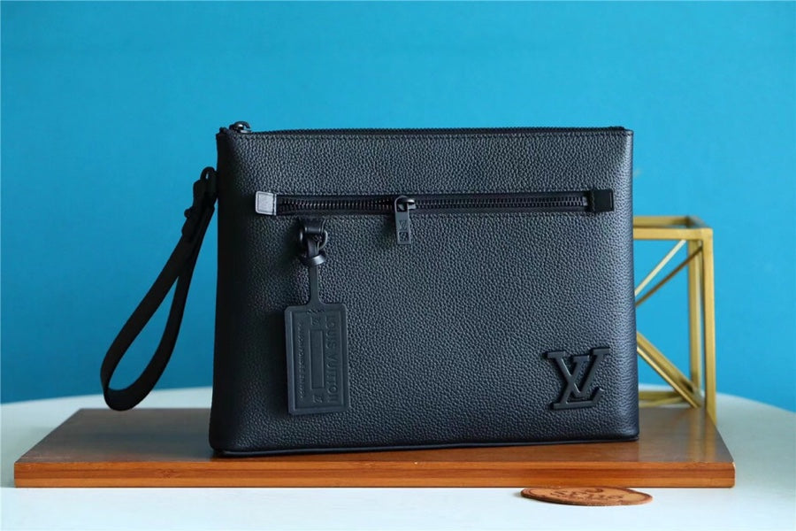 LV Pochette Ipad Black Aerogram For Men, Wallet 30cm LV M81029