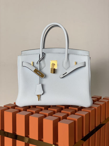 HM Birkin Nata Swift White For Women Gold Toned Hardware 11.8in/30cm