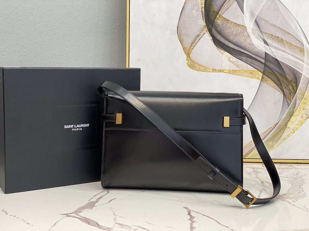 YSSL Manhattan Shoulder Bag In Box Black For Women 11.4in/29cm YSL 5792710SX0W1000