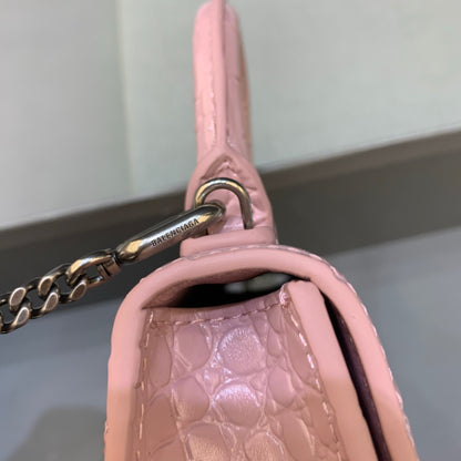 Balen Hourglass Mini Handbag With Chain In Light Pink, For Women,  Bags 4.7in/12cm