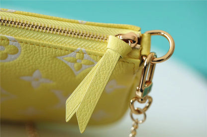 LV Mini Pochette Accessoires Monogram Empreinte Lemon Curd Yellow For Women,  Shoulder And Crossbody Bags 15.5cm/6.1in LV M46129