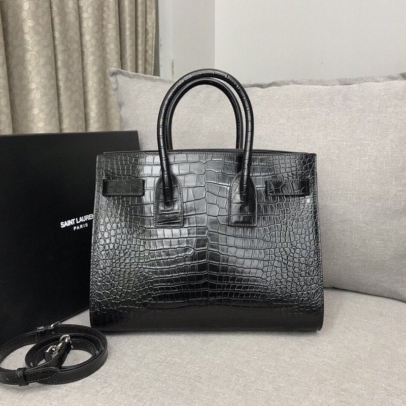 YSSL Sac De Jour Small In Embossed Crocodile Black For Women 12.5in/32cm YSL  378299DND1N1000