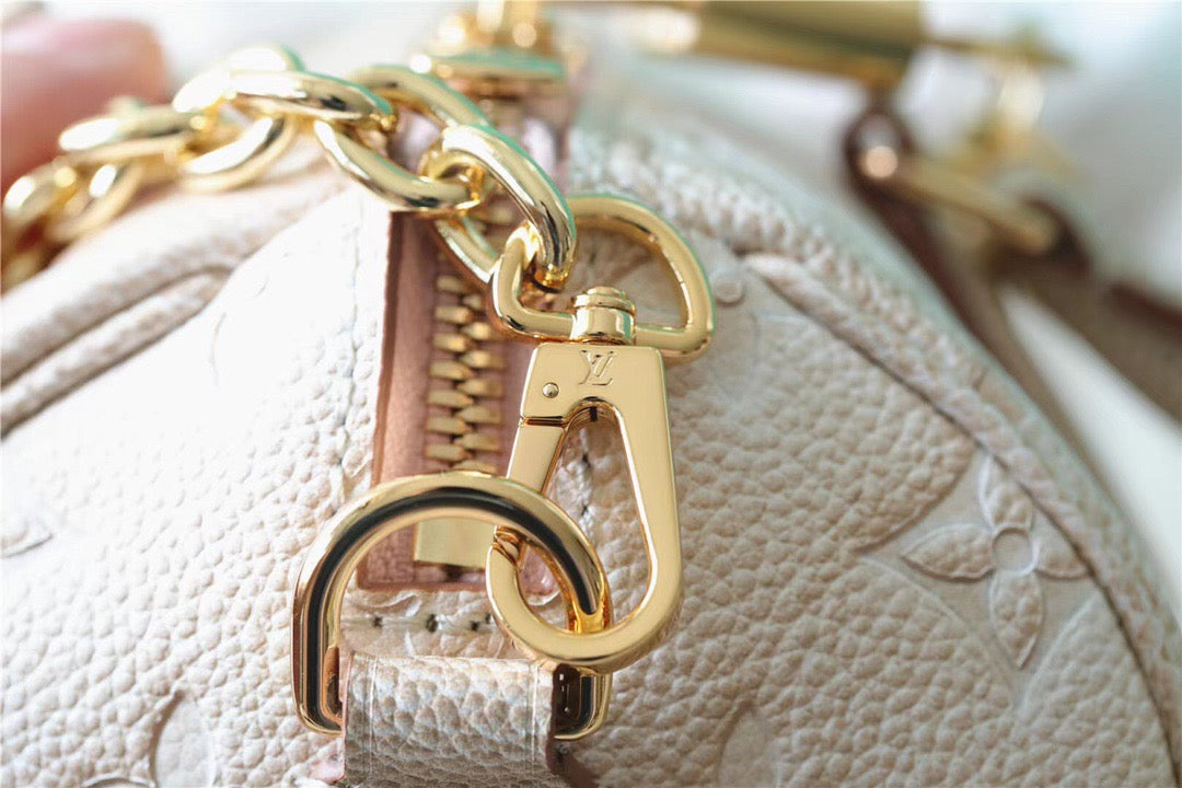 LV Speedy Bandouliere 20 Monogram Empreinte Pale Beige For Women,  Shoulder And Crossbody Bags 20.5cm/8.1in LV M46163