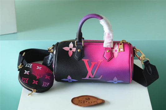 LV Papillon BB Bag Classic Monogram For Women 20cm Midnight Fuchsia LV M59860