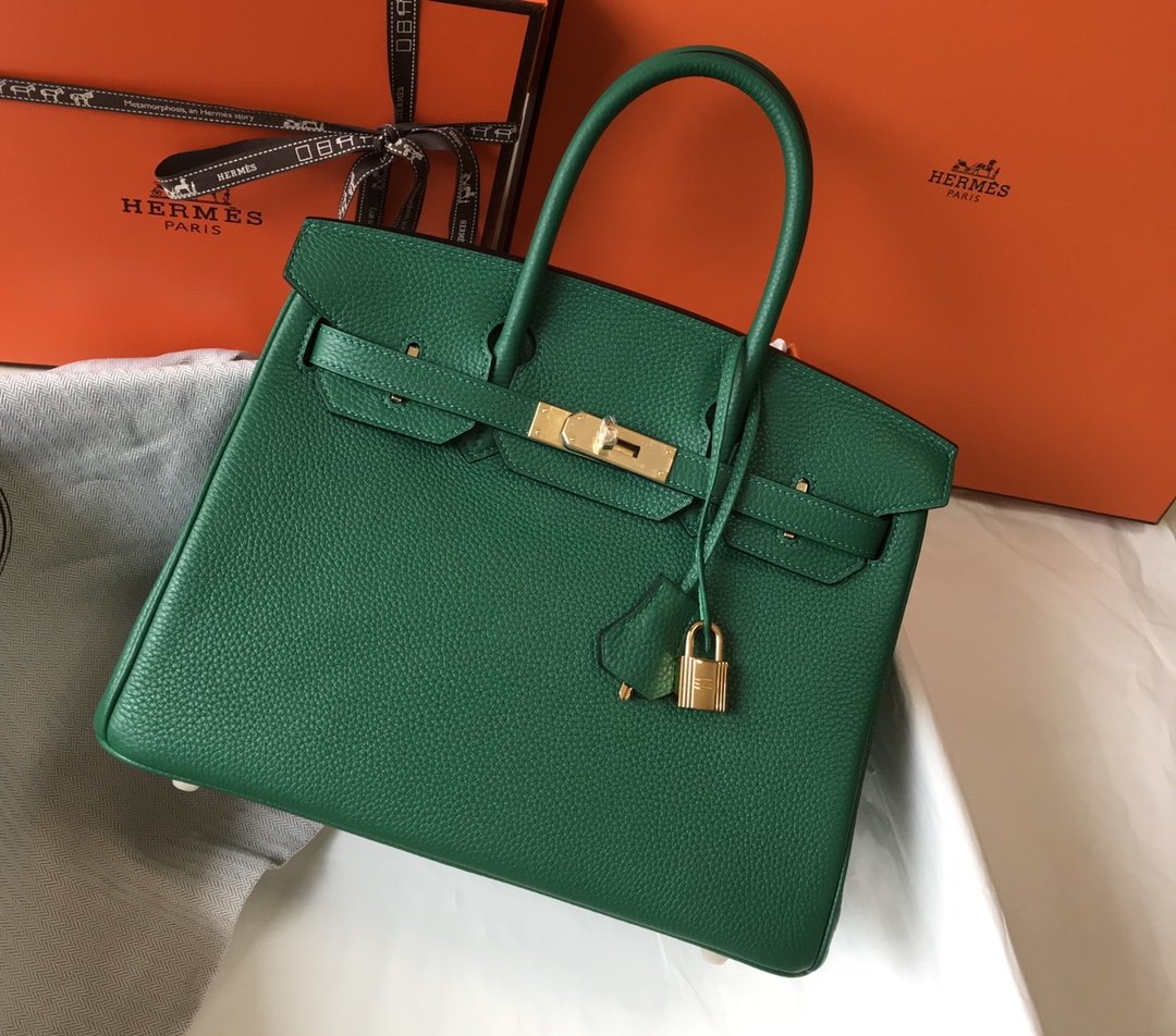 HM Birkin Green For Women Gold-Toned Hardware 11in/30cm