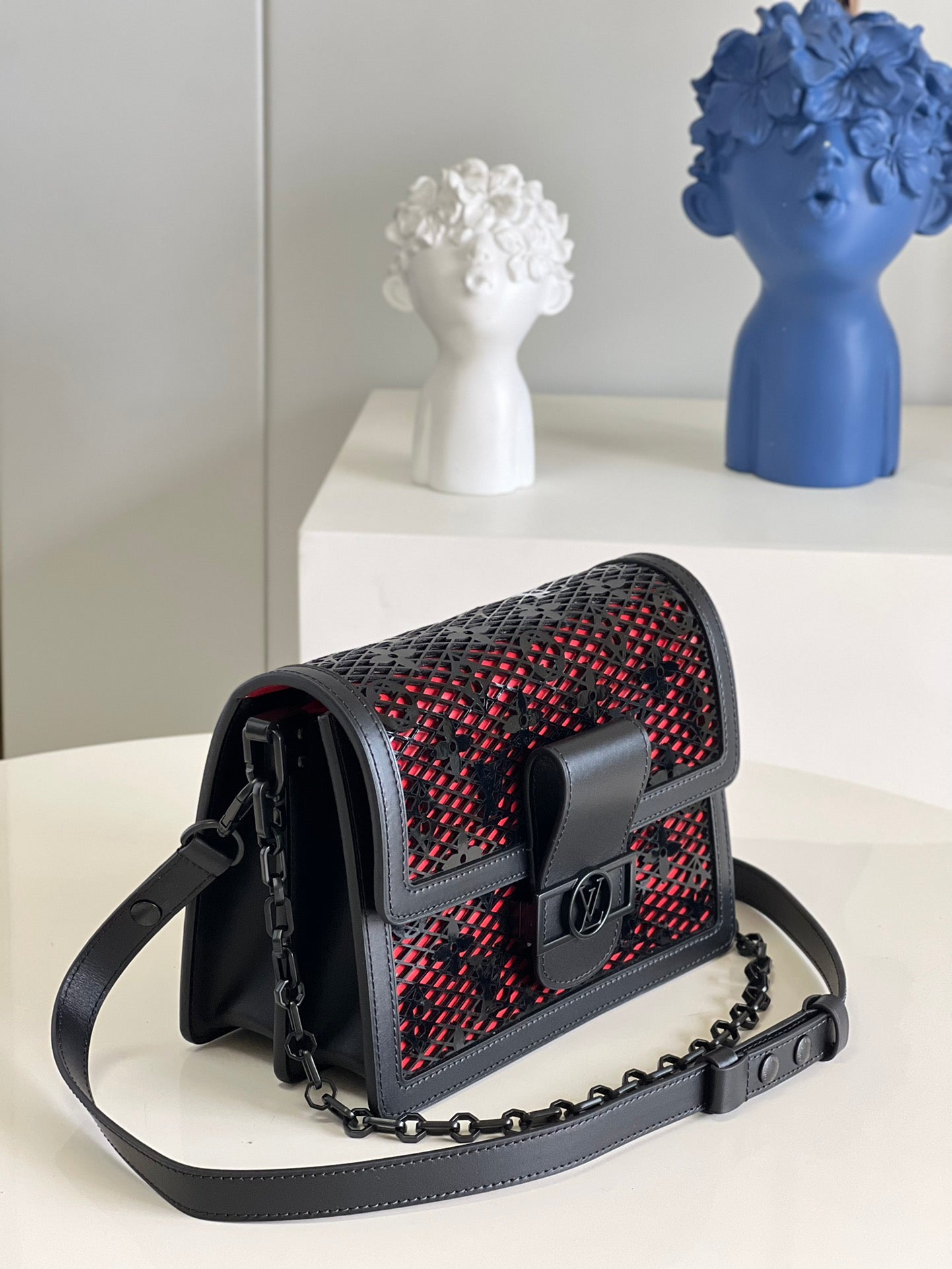 LV Limited Dauphine MM Bags By Nicolas Ghesquière With Monogram Lace Black For Women 25cm LV