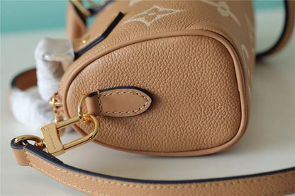 LV Nano Speedy Monogram Empreinte Arizona Beige / Cream For Women,  Shoulder And Crossbody Bags 6.3in/16cm LV M81457