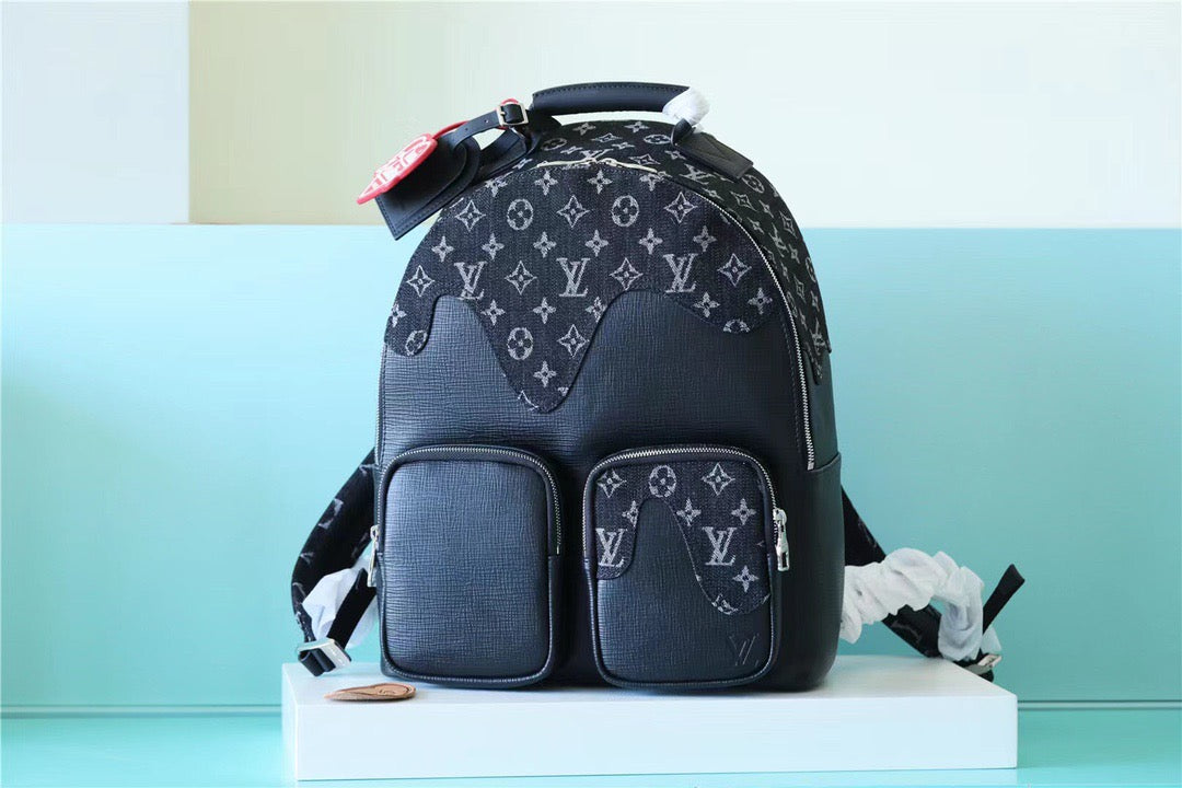 LV Multipocket Backpack Monogram Drip Black By Nigo For Men, Bags 40cm LV M45973