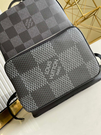 LV Campus Backpack Damier Graphite 3D Canvas Grey For Men, Bags 39cm LV N50009