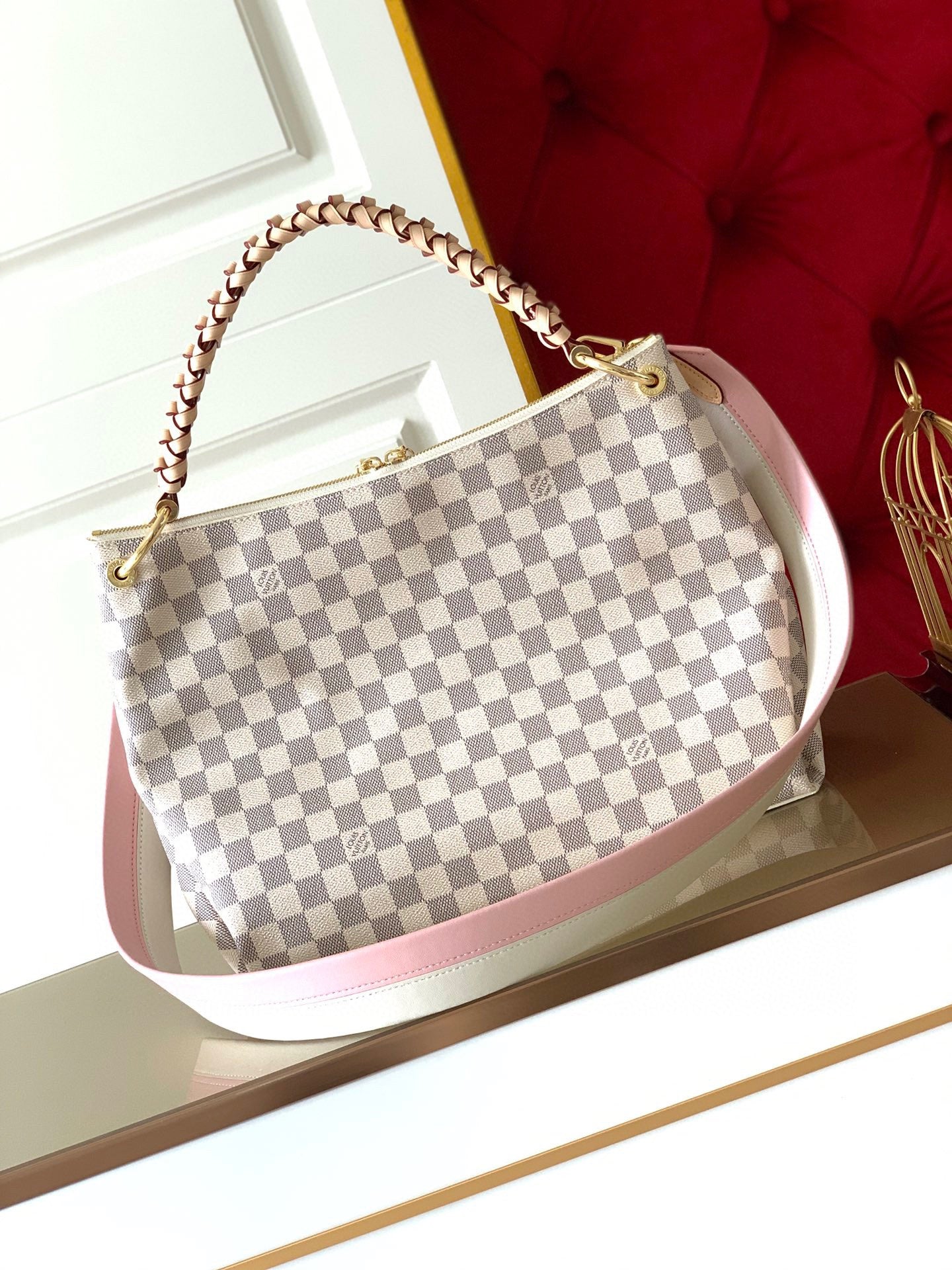 LV Beaubourg Hobo MM Damier Azur Canvas For Women,  Shoulder And Crossbody Bags 12.6in/32cm LV N40343