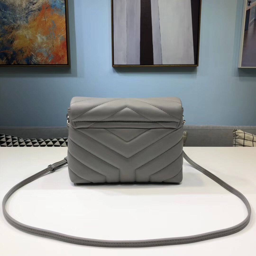 YSSL Loulou Mini Shoulder Bag Grey For Women 7in/18cm YSL