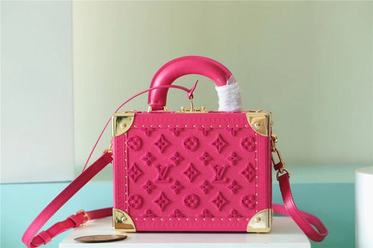 LV Valisette Tresor Monogram Empreinte Pink For Women, Women’s Bags, Shoulder And Crossbody Bags 9.4in/24cm LV