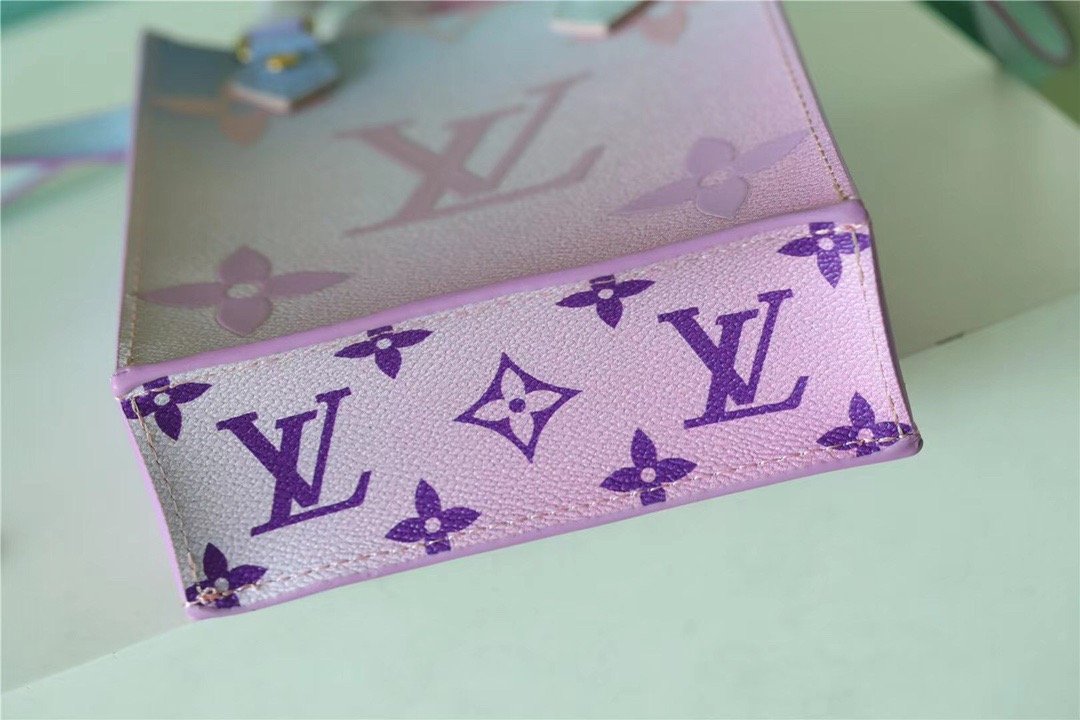 LV Petit Sac Plat Bag In Monogram Canvas For Women 17cm/6.7 Inches Sunrise Pastel LV M81341