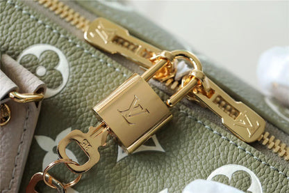 LV Speedy Bandouliere 20 PM Monogram Empreinte Khaki Green / Beige / CreamFor Women,  Shoulder And Crossbody Bags 20.5cm/8.1in LV M46118