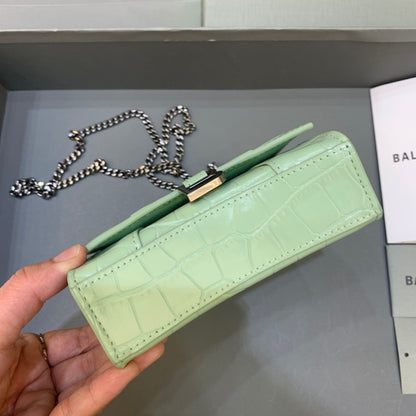 Balen Hourglass Mini Handbag With Chain In Light Green, For Women,  Bags 4.7in/12cm