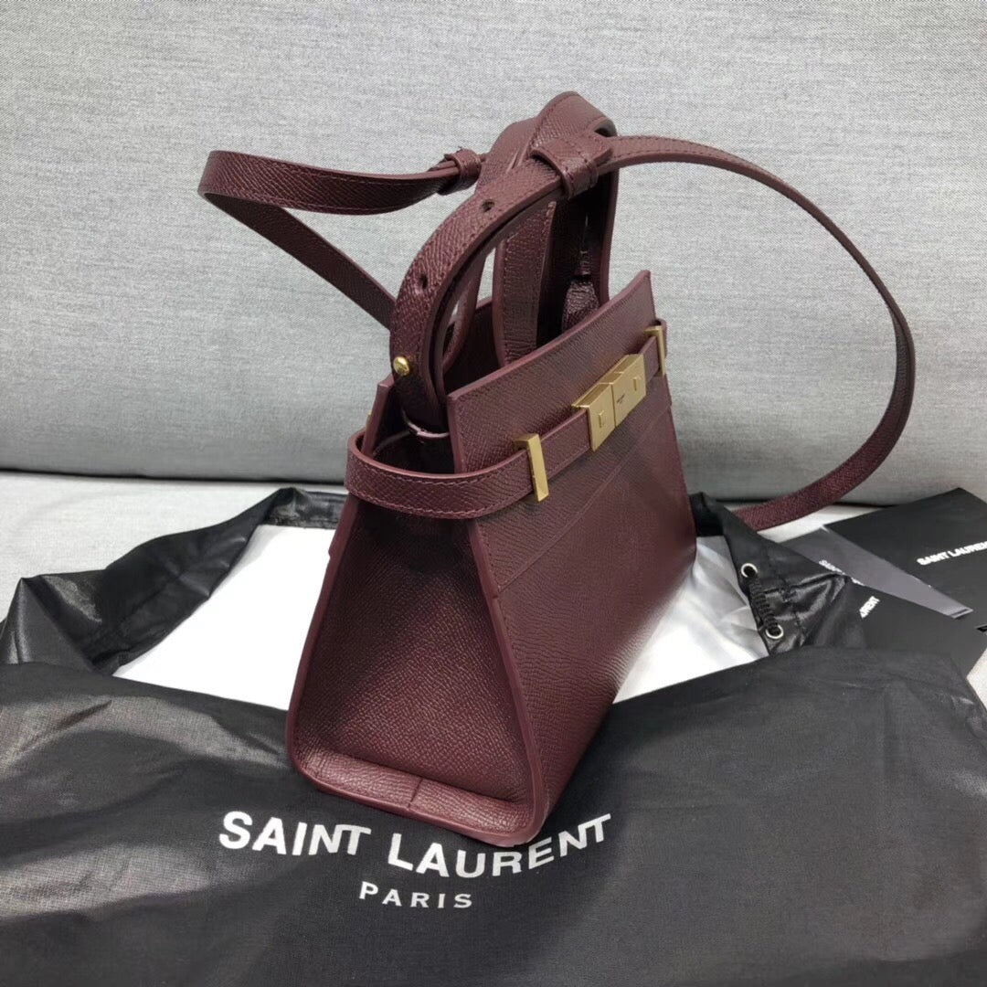 YSSL Manhattan Nano Shopping Bag In Box Burgundy For Women 8.2in/21cm YSL