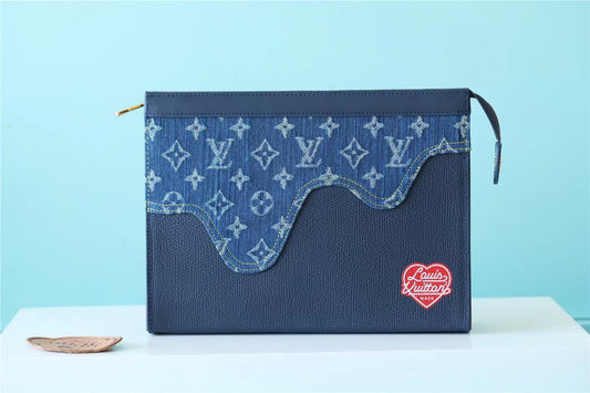 LV Pochette Voyage MM Monogram Drip Blue By Nigo For Pre-Spring, Travel Accessories 27cm LV M45961