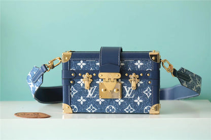 LV Petite Malle Jacquard Since 1854 Blue For Women, Women’s Handbags, Shoulder Bags And Crossbody Bags 7.5in/19cm LV 