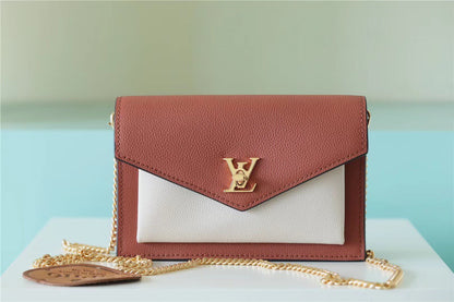 LV Mylockme Chain Pochette Brown / Quartz White For Women,  Shoulder and Crossbody Bags 7.5in/19cm LV 