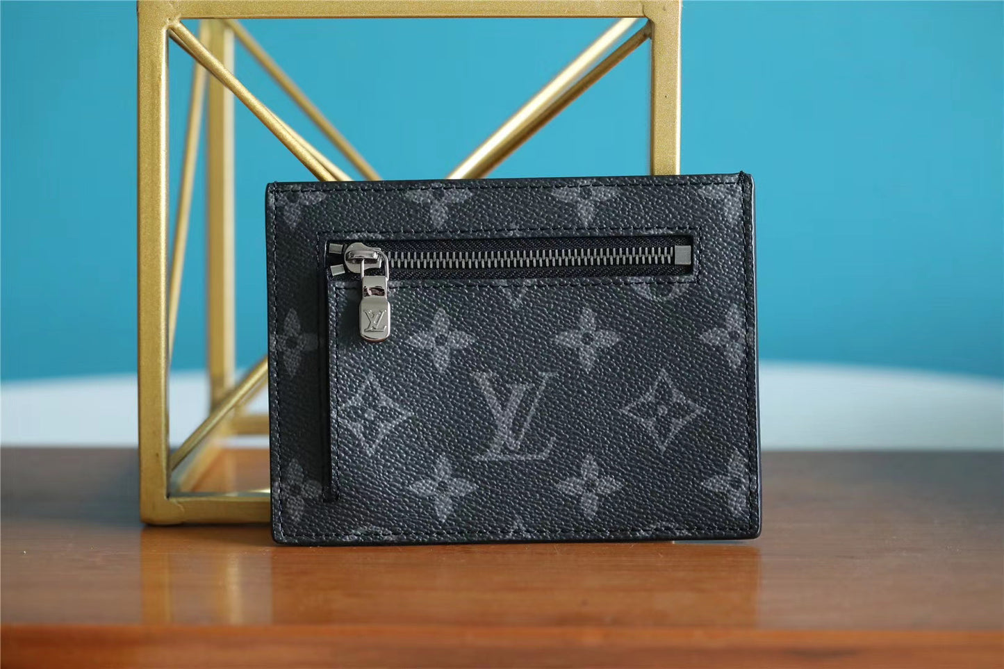 LV ID Card Holder Monogram Canvas Black For Men, Wallet 13cm LV N60378