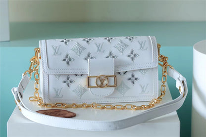 LV Dauphine East West Monogram White For Women,  Shoulder and Crossbody Bags 9.6in/24.5cm LV M20739