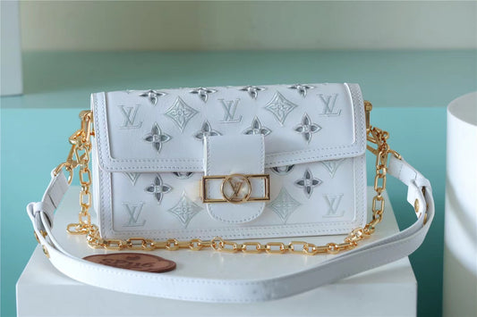 LV Dauphine East West Monogram White For Women,  Shoulder and Crossbody Bags 9.6in/24.5cm LV M20739