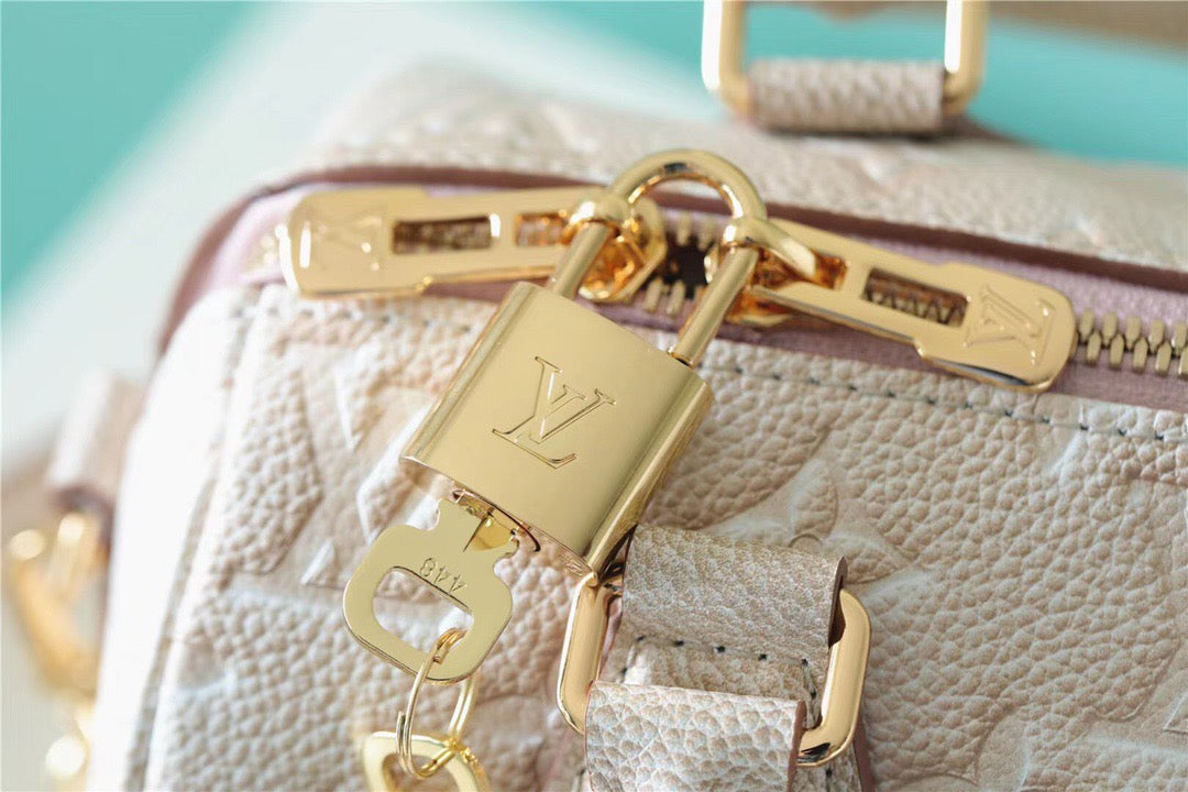 LV Speedy Bandouliere 20 Monogram Empreinte Pale Beige For Women,  Shoulder And Crossbody Bags 20.5cm/8.1in LV M46163