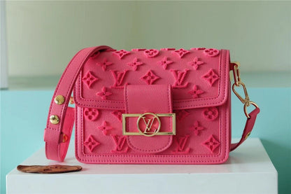 LV Mini Dauphine Monogram Fluo Pink For Women,  Shoulder And Crossbody Bags 7.9in/20cm LV M20747