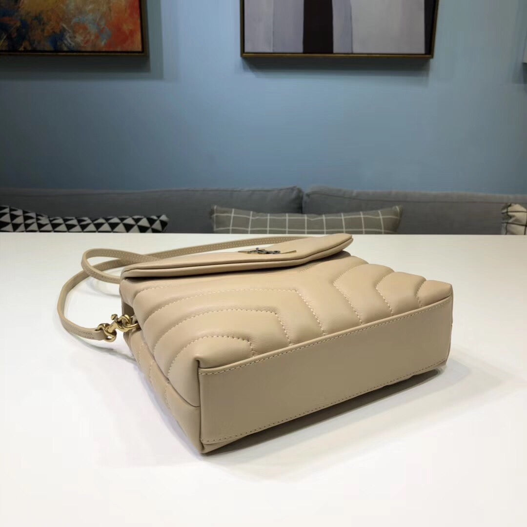 YSSL Loulou Mini Shoulder Bag Beige For Women 7in/18cm YSL