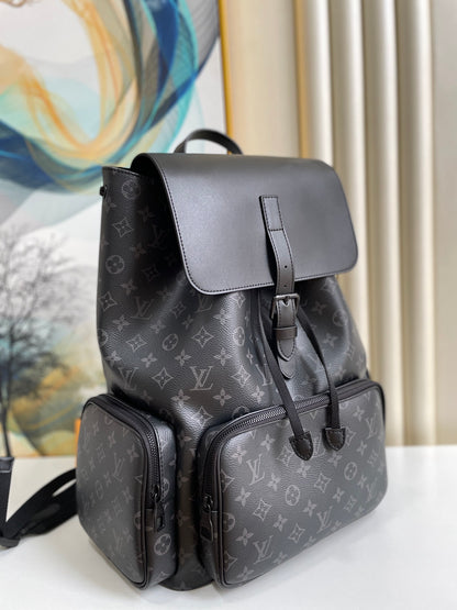 LV Trio Backpack Monogram Eclipse Canvas Black By Virgil Abloh For Men, Bags 44cm LV M45538