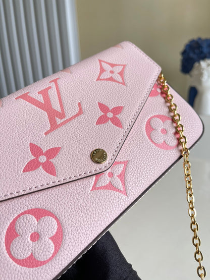 LV Felicie Pochette Monogram Empreinte Pink For Women, WoBags, Shoulder And Crossbody Bags 8.3in/21cm LV M80498