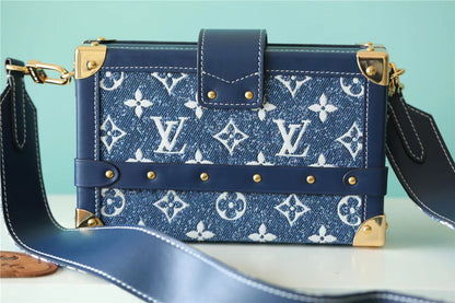 LV Petite Malle Jacquard Since 1854 Blue For Women, Women’s Handbags, Shoulder Bags And Crossbody Bags 7.5in/19cm LV 