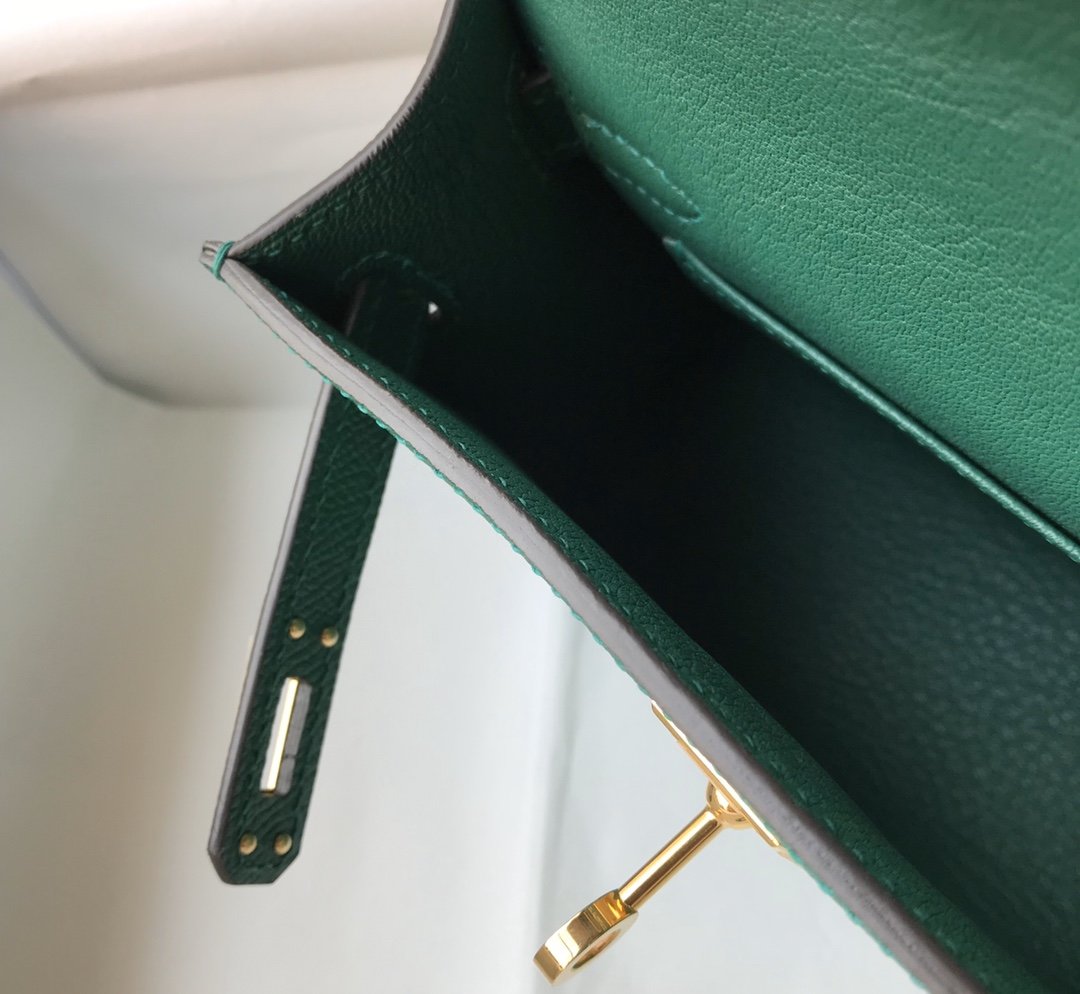 HM Kelly 19 Green With Gold Toned Hardware Bag For Women, Handbags, Shoulder Bags 7.5in/19cm