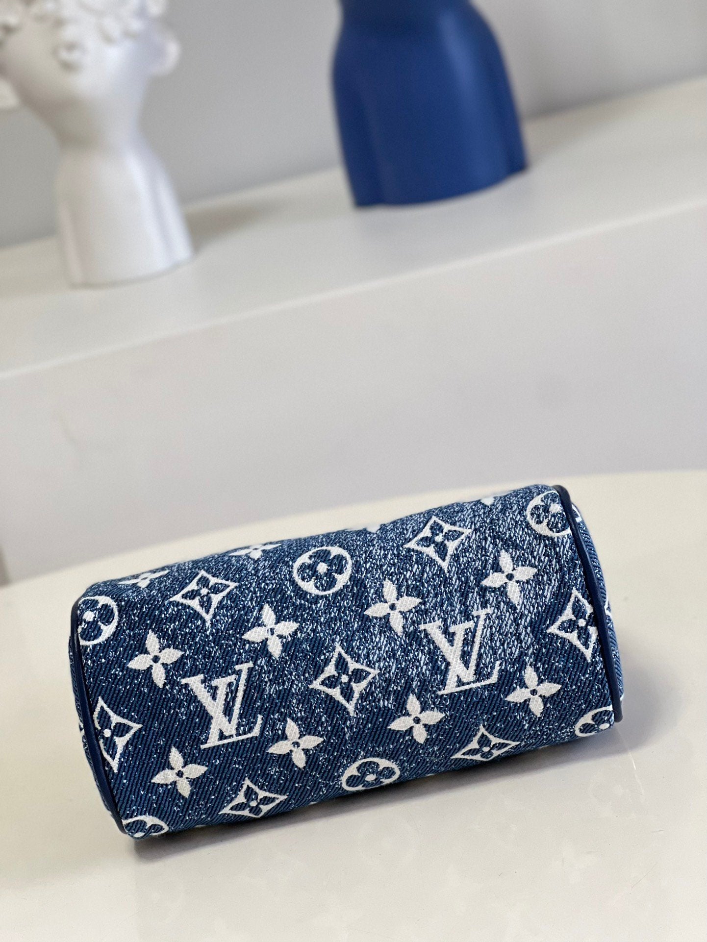 LV Nano Speedy Monogram Jacquard Denim Blue For Women, WoBags 6.3in/16cm LV M81168