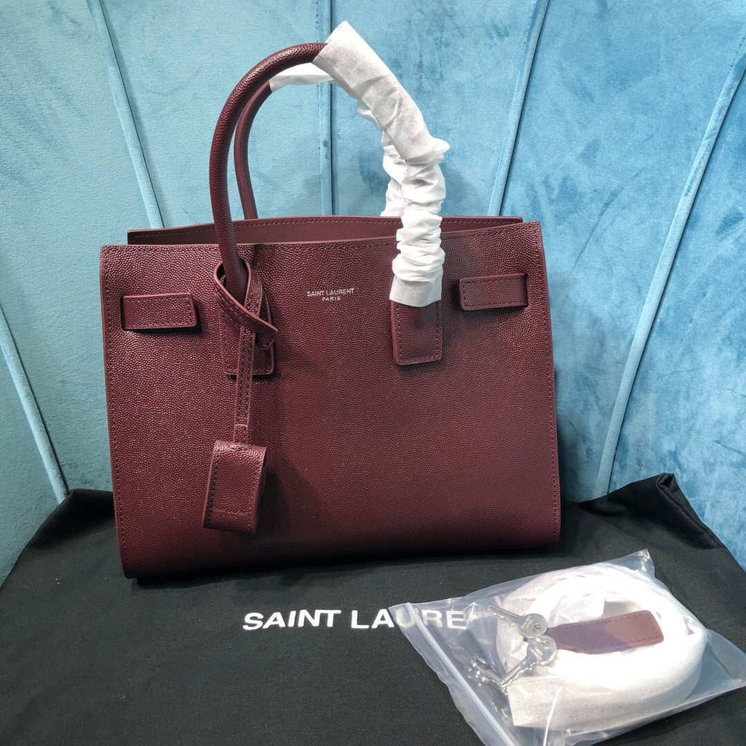 YSSL Sac De Jour Baby In Shiny Burgundy For Women 10.2in/26cm YSL