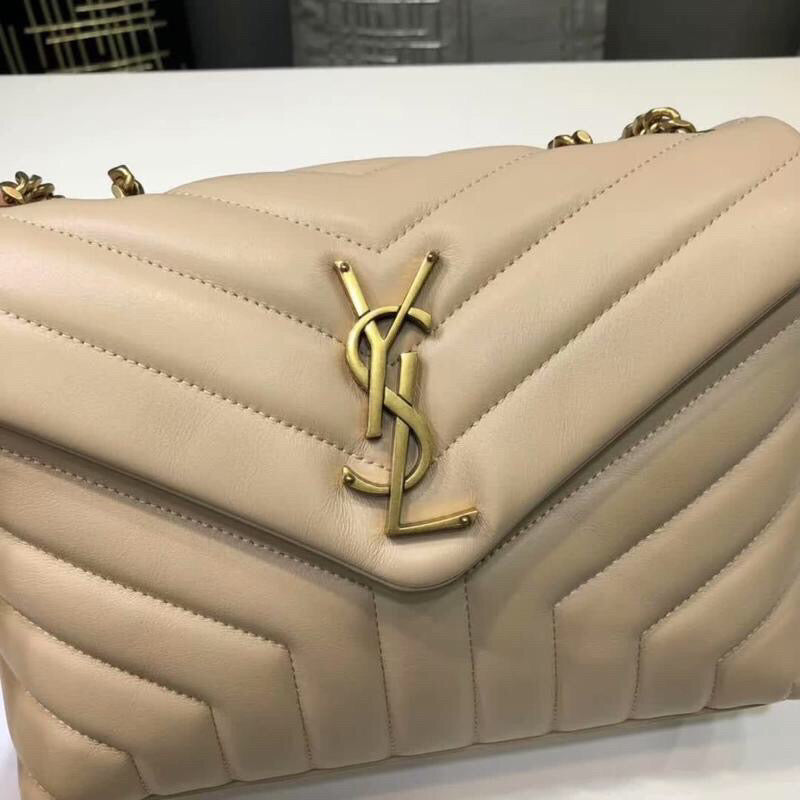 YSSL Loulou Small Chain Bag In Matelassé "Y" Beige For Women 9.8in/23cm YSL 494699DV7272721