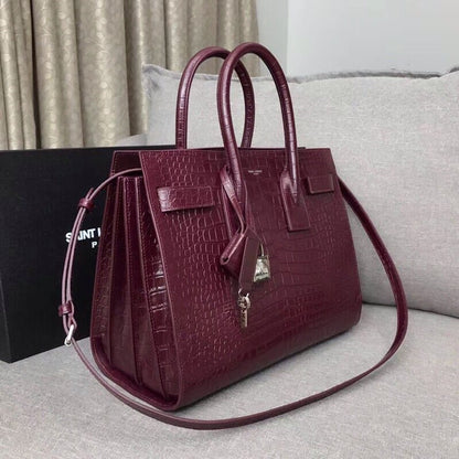 YSSL Sac De Jour Small In Embossed Crocodile Burgundy For Women 12.5in/32cm YSL 