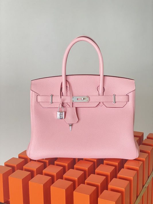 HM Birkin Nata Swift Pink For Women Silver Toned Hardware 11.8in/30cm