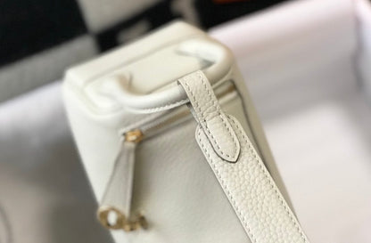 HM Lindy Mini White Togo Bag With Gold Hardware For Women, Women’s Handbags, Shoulder And Crossbody Bags 7.5in/19cm