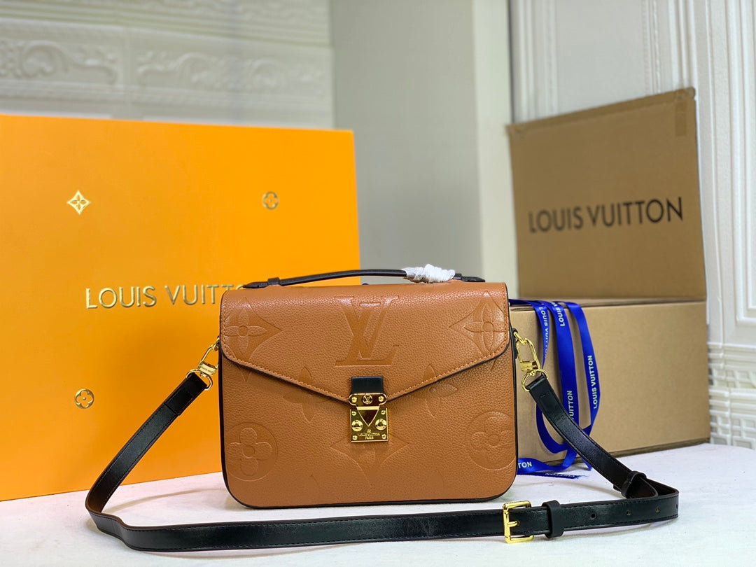 LV Pochette Metis Monogram Empreinte Caramel For Women,  Shoulder And Crossbody Bags 9.8in/25cm LV