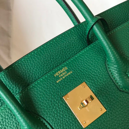 HM Birkin Green For Women Gold-Toned Hardware 11in/30cm