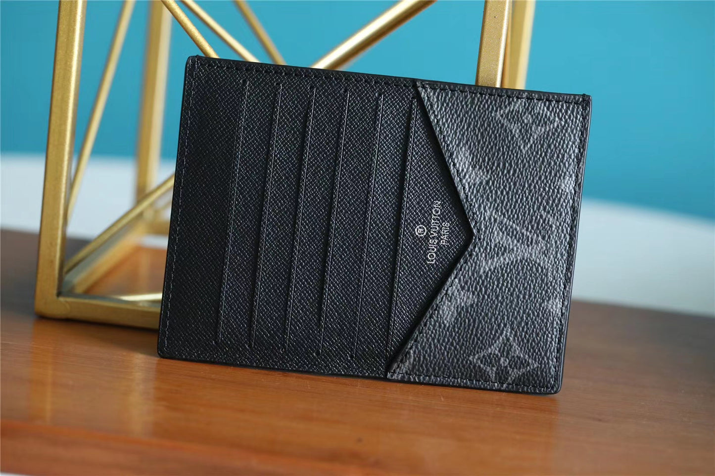 LV ID Card Holder Monogram Canvas Black For Men, Wallet 13cm LV N60378