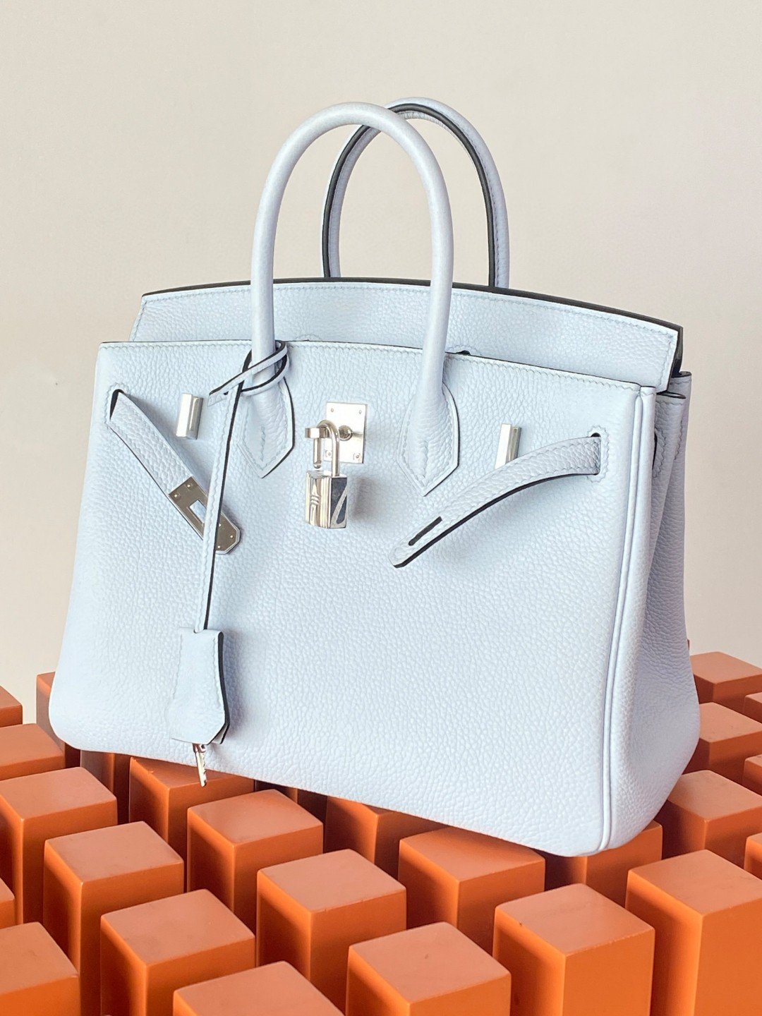 HM Birkin Nata Swift Light Blue For Women Silver Toned Hardware 10in/25cm