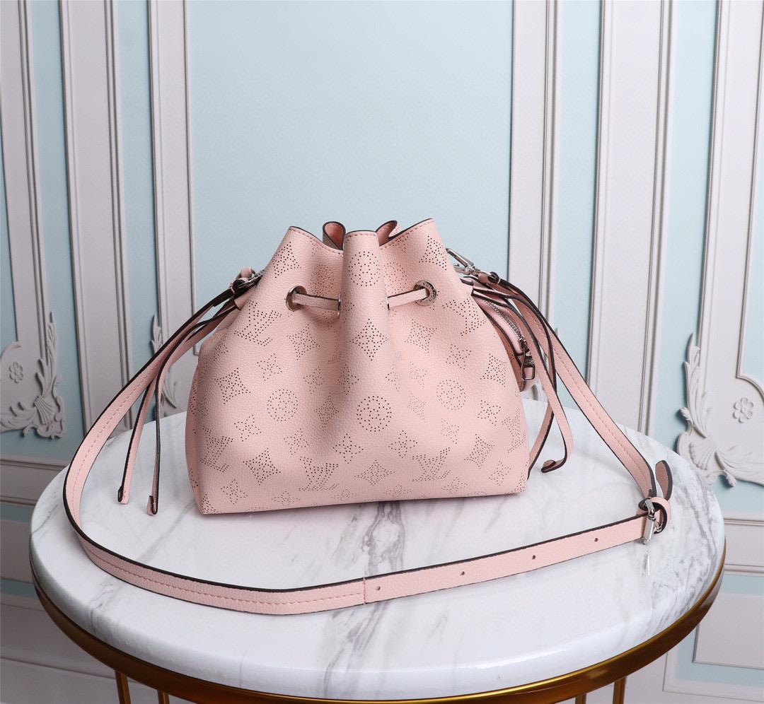 LV Bella Bucket Bag Mahina Magnolia Pink For Women, Women’s Handbags, Shoulder And Crossbody Bags 7.5in/22cm LV M57068