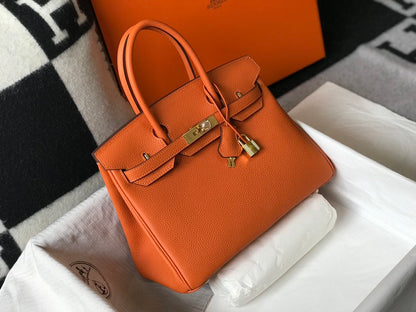 HM Birkin Orange Togo Gold Hardware Bag For Women, Handbags, Shoulder Bags 30cm/12in