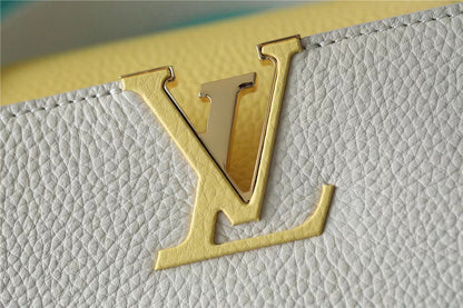 LV Capucines BB Taurillon Creme Beige/ Plume Yellow Berlingot For Women, Women’s Bags, Shoulder And Crossbody Bags 10.6in/27cm LV