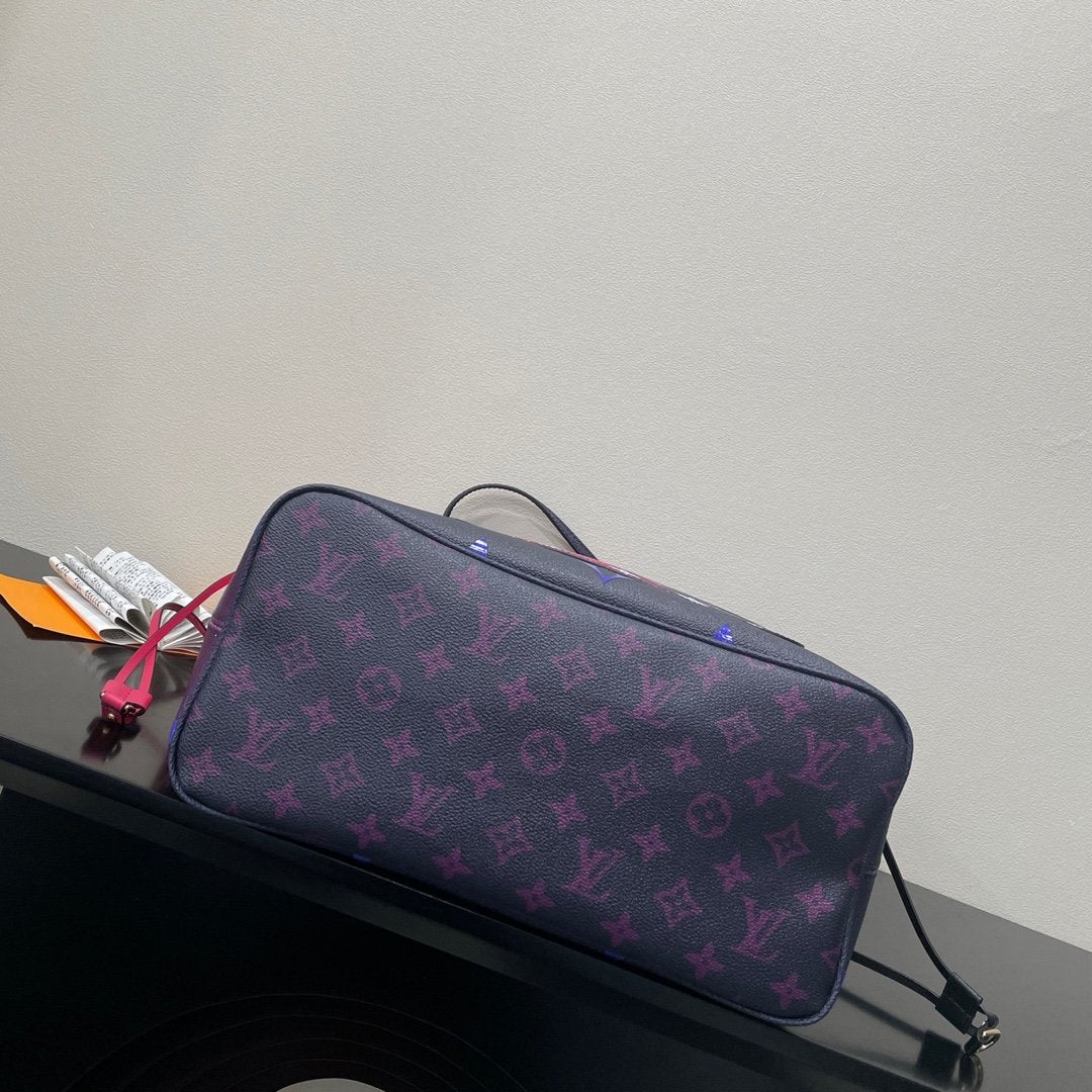 LV Neverfull MM Tote Bag Monogram Canvas Midnight Fuchsia For Women,  Shoulder Bags 12.2in/31cm LV M20511