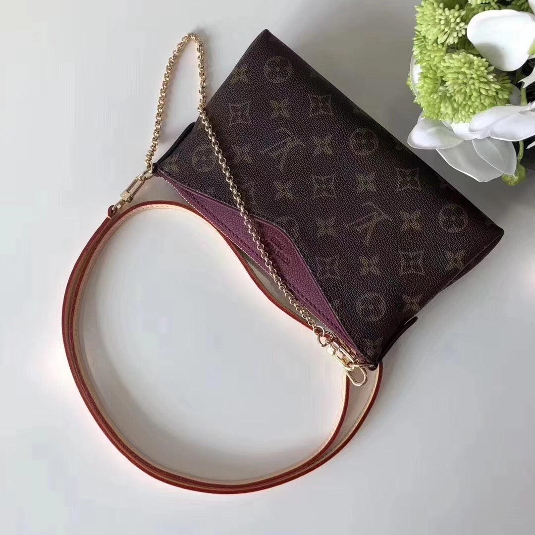 LV Pallas Clutch Monogram Canvas Burgundy For Women, WoHandbag, Shoulder And Crossbody Bags 8.3in/21cm LV M41639