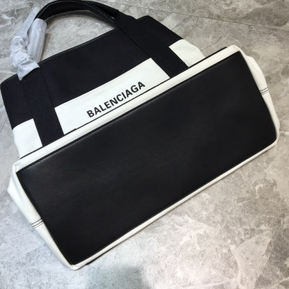 Balen Navy Medium Cabas Tote Bag In Black And White, For Women,  Bags 14.1in/36cm