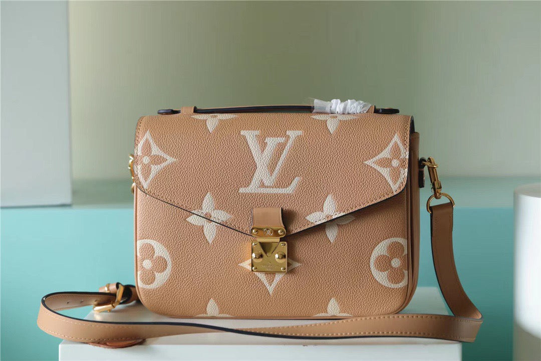 LV Pochette Metis Monogram Empreinte Arizona Brown / Creme Beige For Women,  Shoulder And Crossbody Bags 9.8n/25cm LV M46018